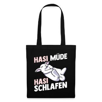 Shlafshirt Hase Hasi Müde Hasi Schlafen - Stoffbeutel - Schwarz - Vorne
