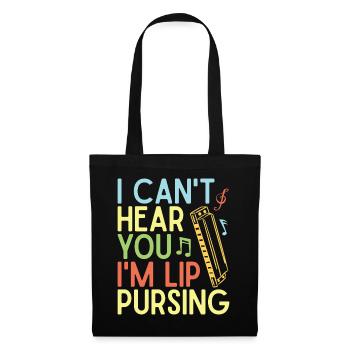 Funny Harmonica Player Lip Pursing Harmonica - Stoffbeutel - Schwarz - Vorne