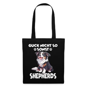 Australian Shepherd T Gassi Hundehalter Aussie - Stoffbeutel - Schwarz - Vorne