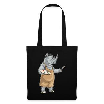 Rhinoceros Painter Brush Painting - Tote Bag - black - Front