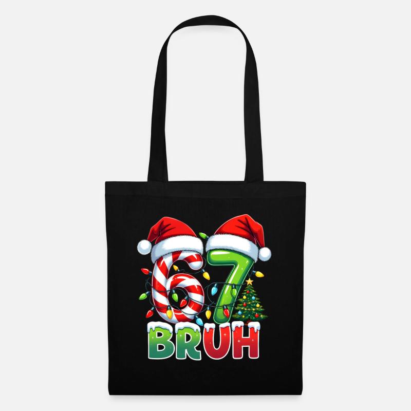 Bruh 67 candy canes Christmas design - Tote Bag - black
