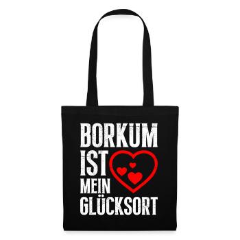 BORKUM IST MEIN GLÜCKSORT Lustiges - Stoffbeutel - Schwarz - Vorne