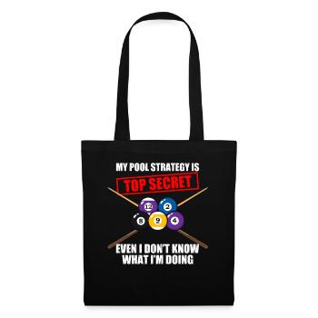 My pool strategy lustiges Billard Billardspieler - Stoffbeutel - Schwarz - Vorne