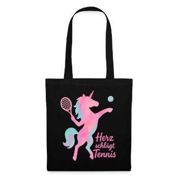 Unicorn Heart Beats, Tennis, Pastel Love - Tote Bag - black - Front