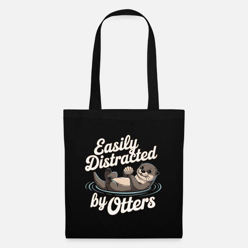Easily Distracted by Otters - Stoffbeutel - Schwarz