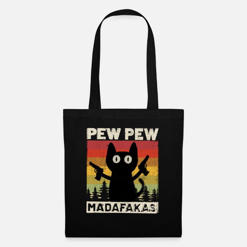 Pew Pew Katze - Stoffbeutel - Schwarz