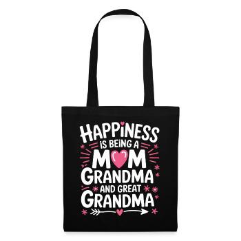 Happiness Design: Mama Oma Großmutter - Stoffbeutel - Schwarz - Vorne
