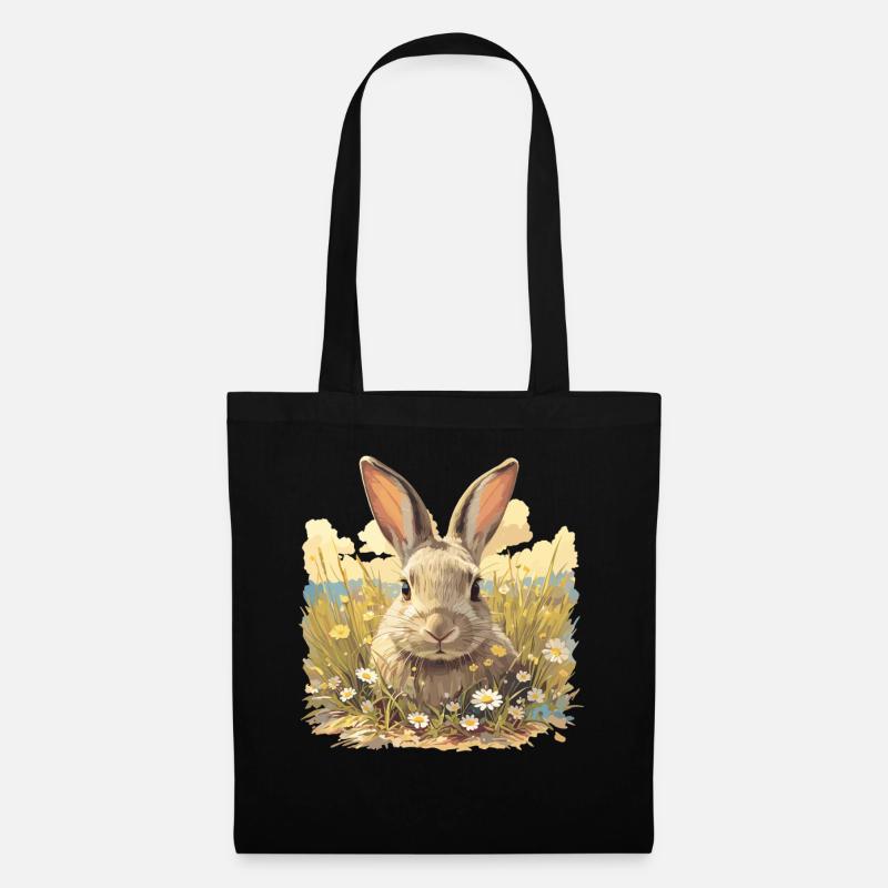 Hasen Hase - Stoffbeutel - Schwarz