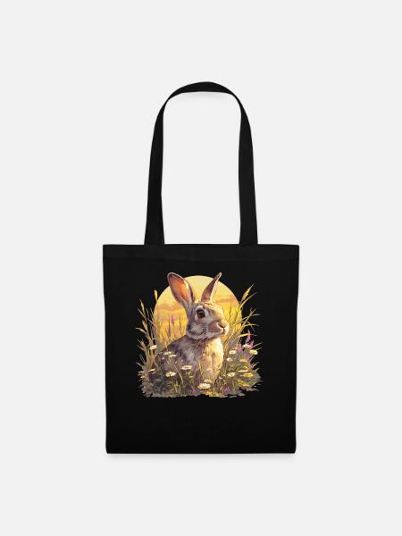 Hasen Hase - Stoffbeutel - Schwarz