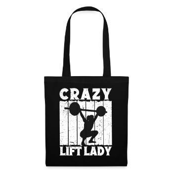 Powerlifting Bodybuilder Crazy Lift Lady Gym - Stoffbeutel - Schwarz - Vorne