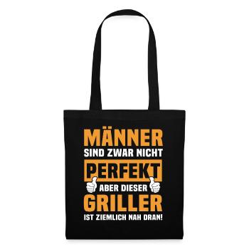 Lustige Griller Sprüche - Stoffbeutel - Schwarz - Vorne