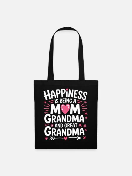 Glück: Mama, Oma und Ur-Oma - Stoffbeutel - Schwarz