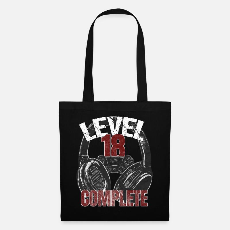Level 18 Complete Gamer Geburtstagsdesign - Stoffbeutel - Schwarz