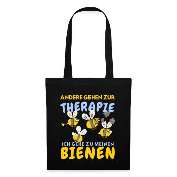 Lustiges Bienen Design mit Therapie-Spruch - Stoffbeutel - Schwarz - Vorne