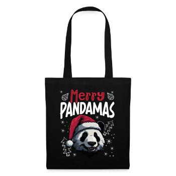 Motif de Noël drôle de panda joyeux Pandamas - Sac en tissu - noir - Devant