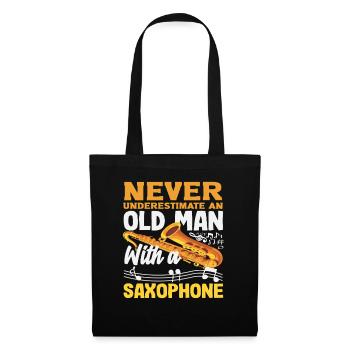 Grand-père vieux Saxophoniste - Sac en tissu - noir - Devant