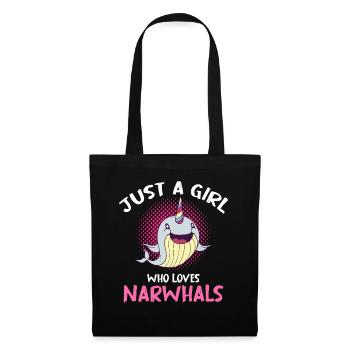 Just A Girl Who Loves Narwhals - Stoffbeutel - Schwarz - Vorne