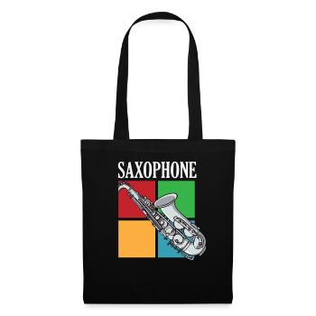 Saxophone rétro Saxophoniste Instrument de musique - Sac en tissu - noir - Devant