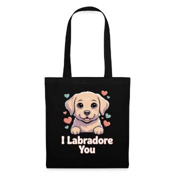 Labrador Love Pup Grafik - Stoffbeutel - Schwarz - Vorne