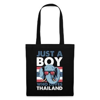 Elefant liebt Thailand TShirt - Stoffbeutel - Schwarz - Vorne