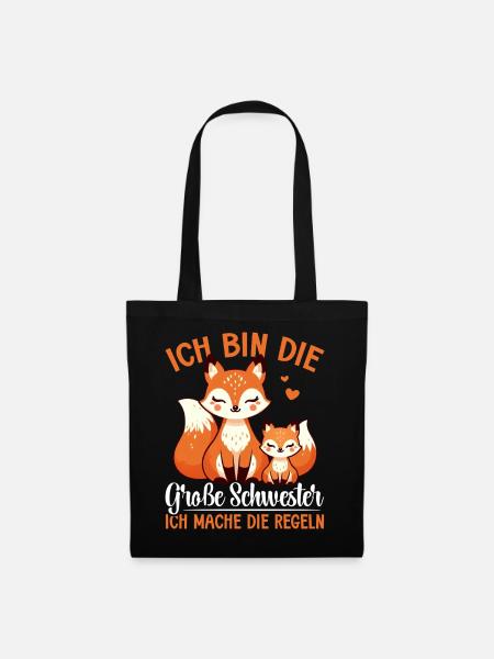 Große Schwester Fuchsliebhaber Geschwister - Stoffbeutel - Schwarz