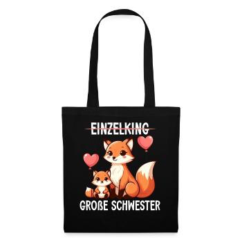 Große Schwester Fuchsliebhaber Geschwister - Stoffbeutel - Schwarz - Vorne