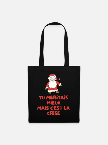 Weihnachtsmann-Krisen-Humor Weihnachtsgeschenk Humorvoll - Stoffbeutel - Schwarz