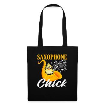 Saxophone Chick Saxophoniste Drôle - Sac en tissu - noir - Devant