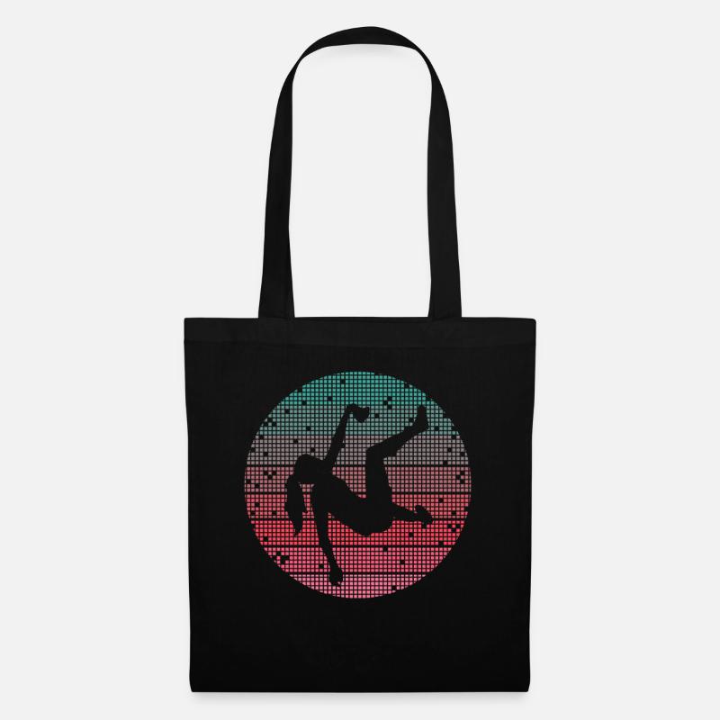Bouldern Retro Kletterer Frauen Mädchen Klettern - Stoffbeutel - Schwarz