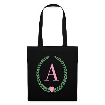 Buchstabe A-Monogramm - Stoffbeutel - Schwarz - Vorne