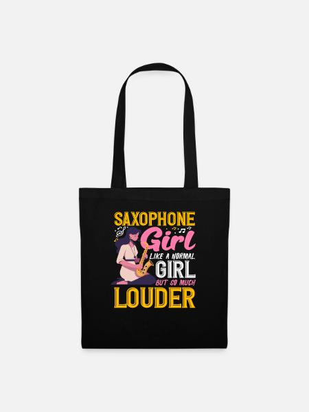 Women Louder Saxophone Saxophonist - Stoffbeutel - Schwarz