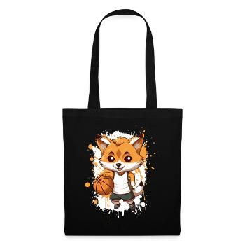 Basketball Fuchs Comic - Stoffbeutel - Schwarz - Vorne