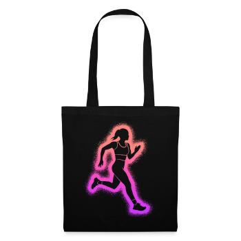 Running Jogging Kids Ladies Girls Runner - Tote Bag - black - Front