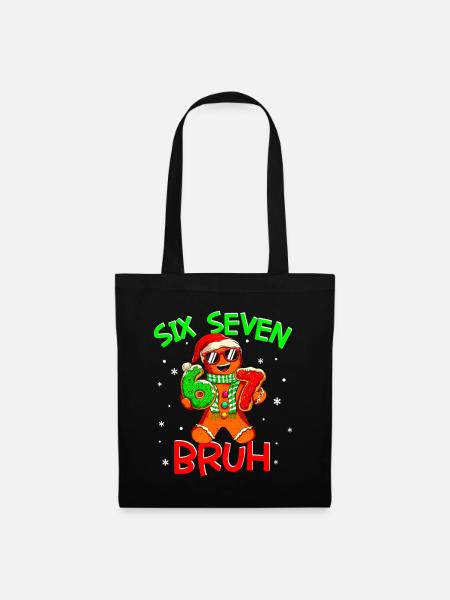 67 Christmas 6 7 Meme Gingerbread - Stoffbeutel - Schwarz
