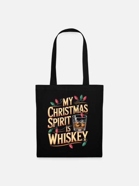 Mein Weihnachtsgeist ist Whiskey - Stoffbeutel - Schwarz