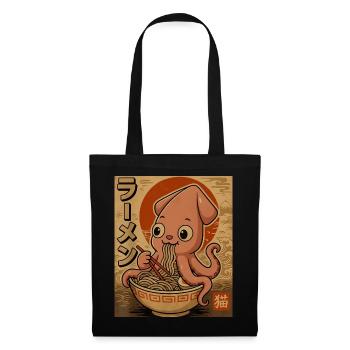 Ramen Octopus Cartoon in Sepia - Tote Bag - black - Front