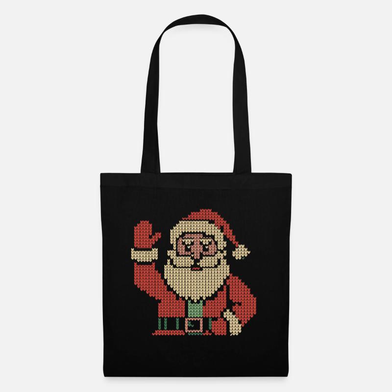  Weihnachtsmann Ugly Christmas Sweater Stil - Stoffbeutel - Schwarz