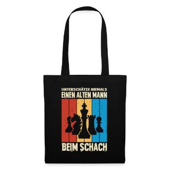 Schachspieler Geschenke Schach Zubehör Schachbrett - Stoffbeutel - Schwarz - Vorne