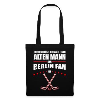 Alter Mann - Berlin Eishockey Fan | Retro - Stoffbeutel - Schwarz - Vorne