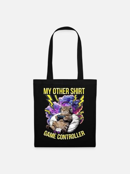 Funny Gaming Gamer Cat - Stoffbeutel - Schwarz
