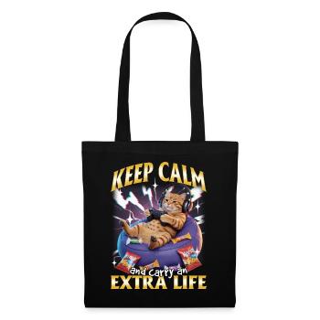 Funny Gaming Gamer Cat - Stoffbeutel - Schwarz - Vorne