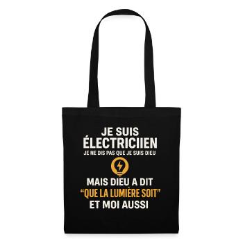 Beruf des Elektrikers, Lichtgottes, Humor - Stoffbeutel - Schwarz - Vorne