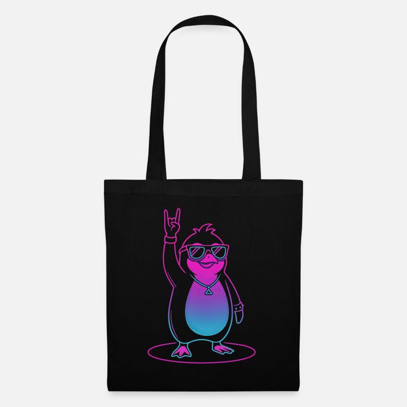 Cooler Rock Pinguin mit Sonnenbrille - Stoffbeutel - Schwarz