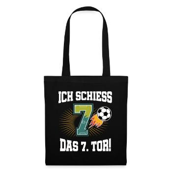 Ich Schiess 7. Tor Lustig 7. Geburtstag Fußball - Stoffbeutel - Schwarz - Vorne