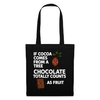 Chocolate is fruit – cocoa humor saying - Tote Bag - black - Front