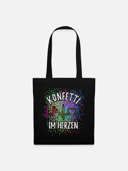 Konfetti im Herzen - Karneval im Blut - Köln - Stoffbeutel - Schwarz