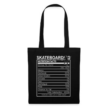 Skateboarding Nährwertangaben Lustiger Skateboarder - Stoffbeutel - Schwarz - Vorne