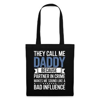 Daddy Partner in Crime Tee - Stoffbeutel - Schwarz - Vorne