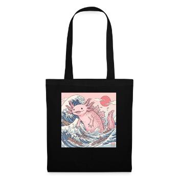 Cute Axolotl Kaiju In Japanese Wave - Tote Bag - black - Front