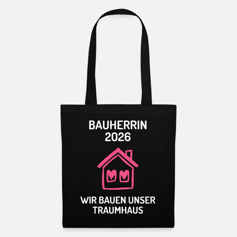 Hausbau Eigenheim Bauherren Bauherrin 2026 - Stoffbeutel - Schwarz